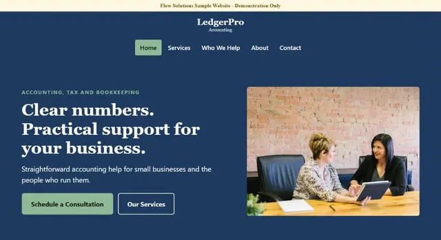LedgerPro sample website for an accounting and tax practice